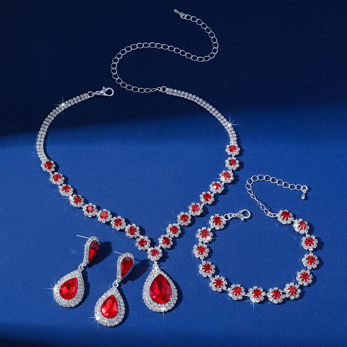 Three-piece set - Teardrop Crystal Jewelry Set