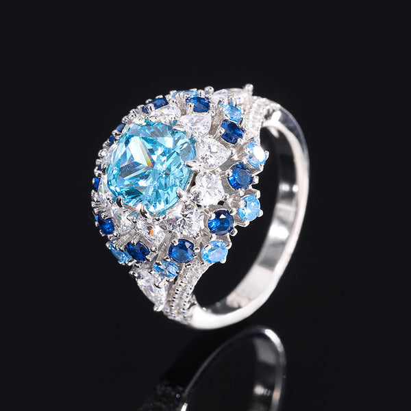 Simulation Sea Blue Navy Blue Topaz Open Ring - Zi Collection Hub