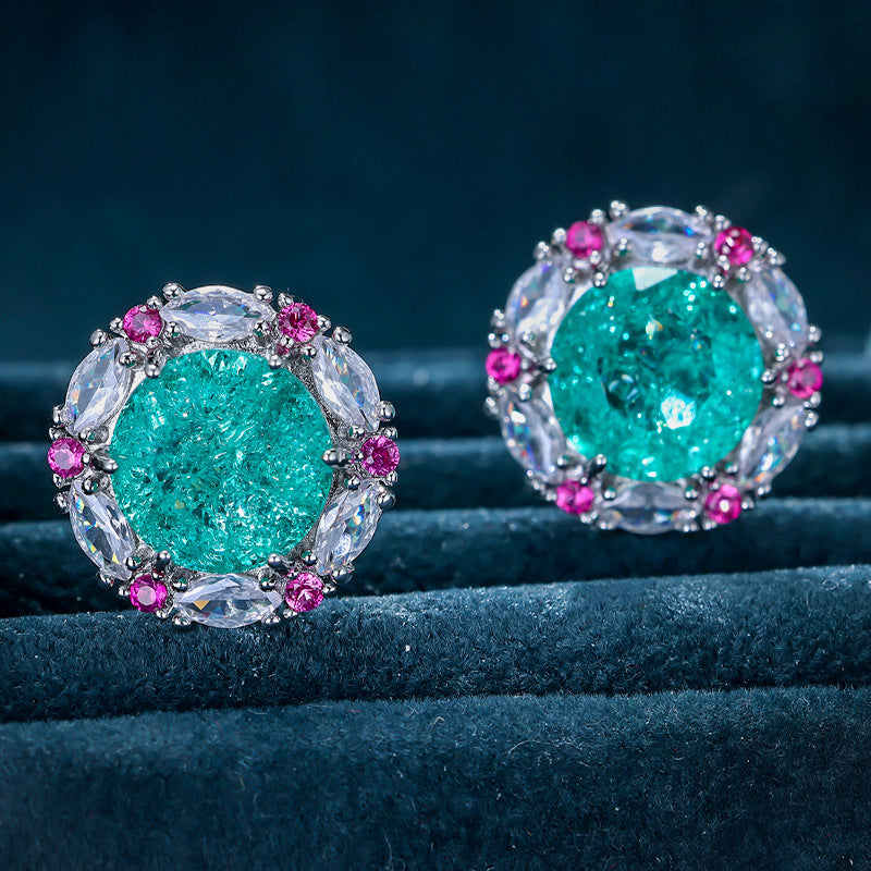 New Style Inlaid Zircon Round Earrings
