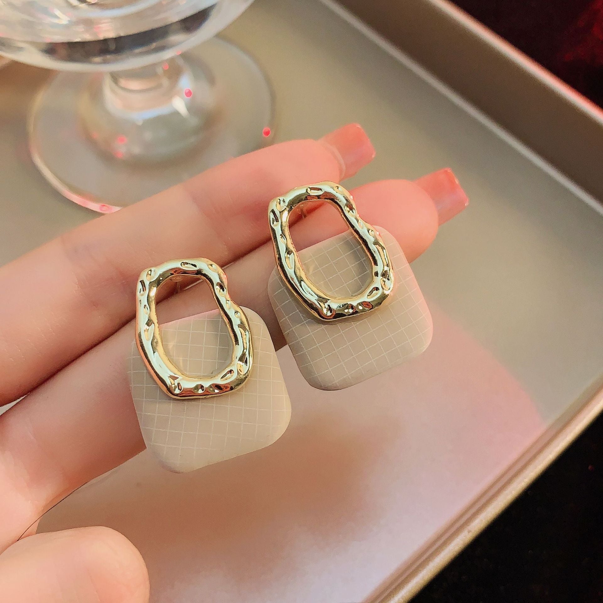 French Retro Square Earrings