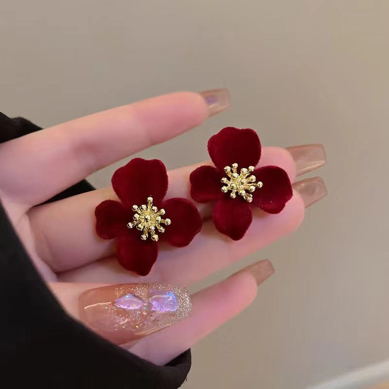 Velvet flower earrings