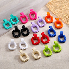 Square Twisted Multi-Color Spray Paint Earrings
