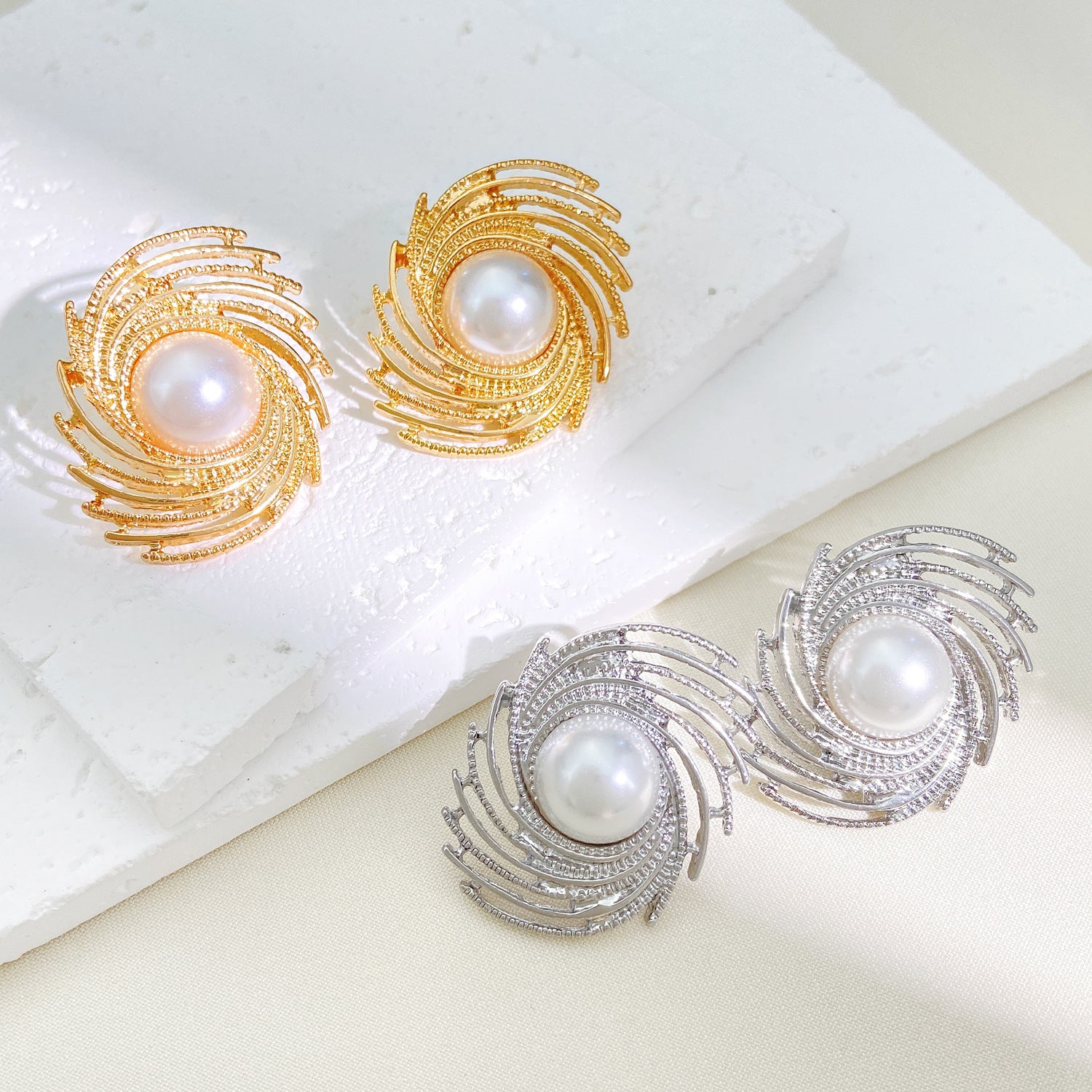 New Pearl Spiral Earrings