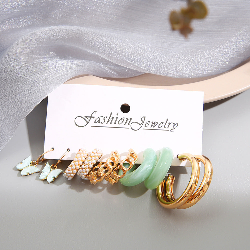 5 Pairs Green Butterfly Earring Set - Zi Collection Hub