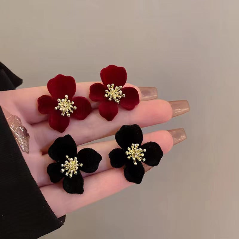 Velvet flower earrings
