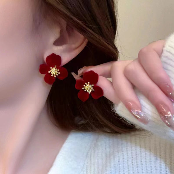 Velvet flower earrings