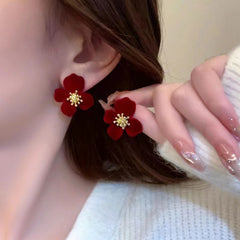 Velvet flower earrings