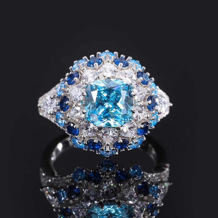 Simulation Sea Blue Navy Blue Topaz Open Ring - Zi Collection Hub