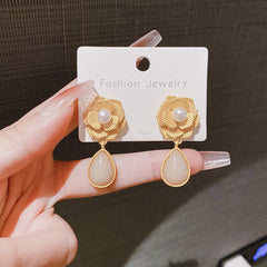 French Rose Pearl Earrings