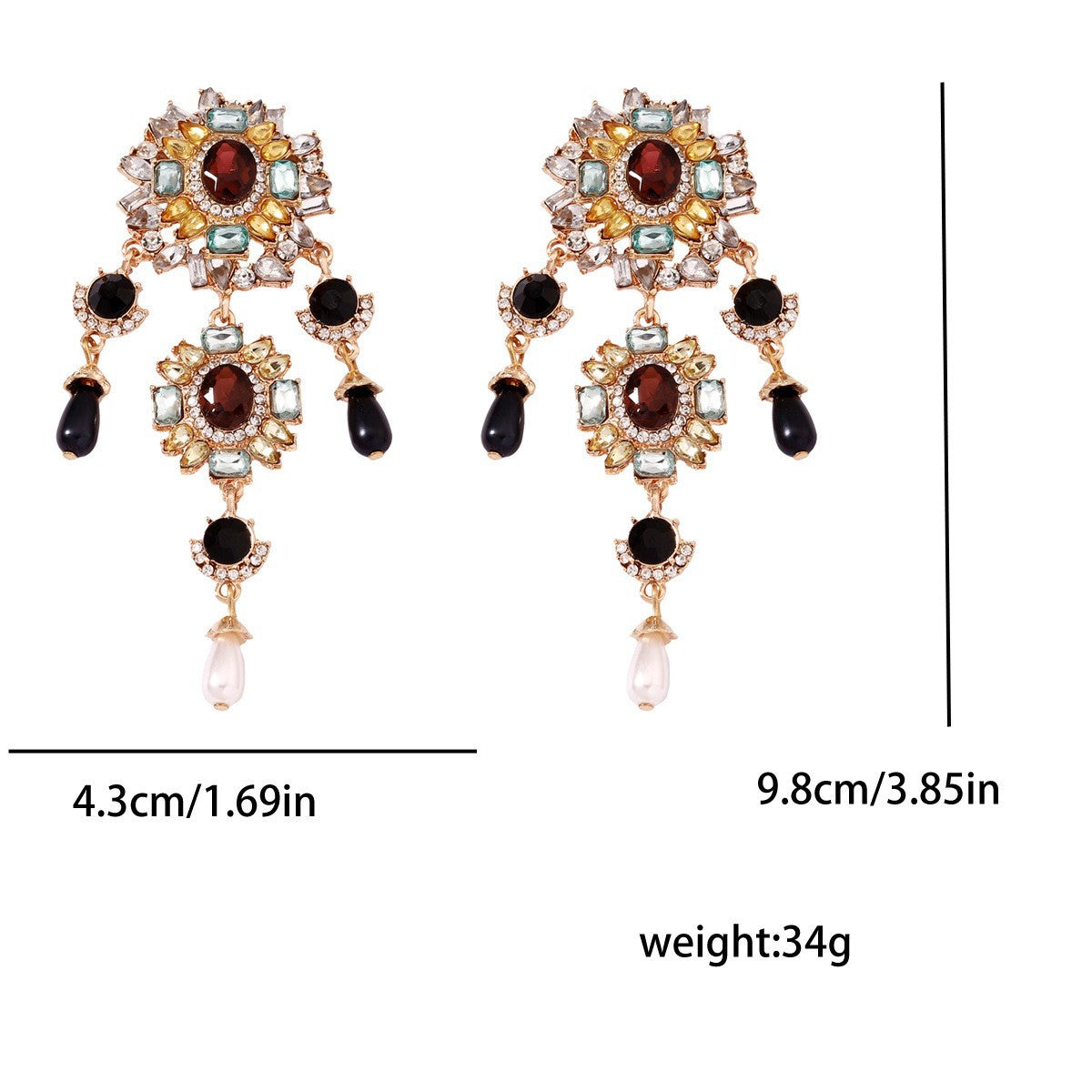 ER355 - Regal Multi-Gemstone Chandelier Earrings