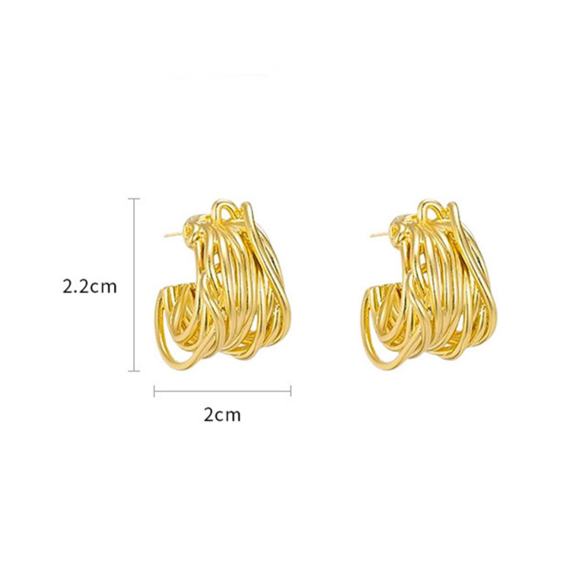 ER437 - Winding C-Shaped Hoop Earrings