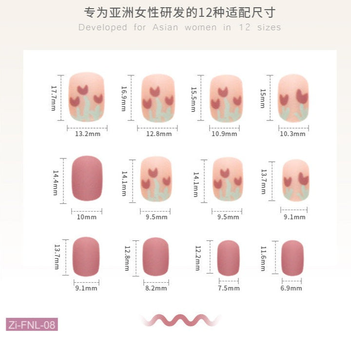 Matte Tulip Finished Fake Nails  - 24Pcs - Zi Collection Hub