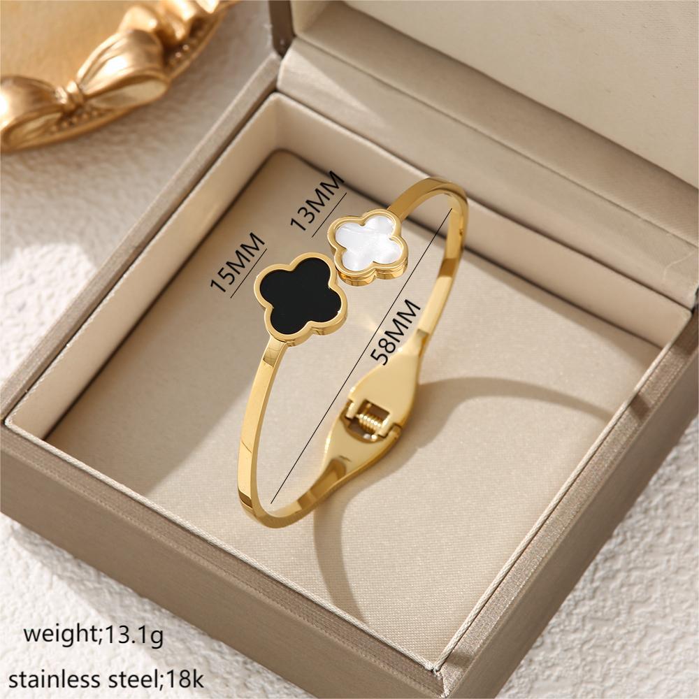 Dual Clover Charm Titanium Steel Bracelet