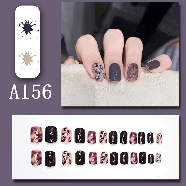 Purple Leopard Print Fake Nails  - 24Pcs