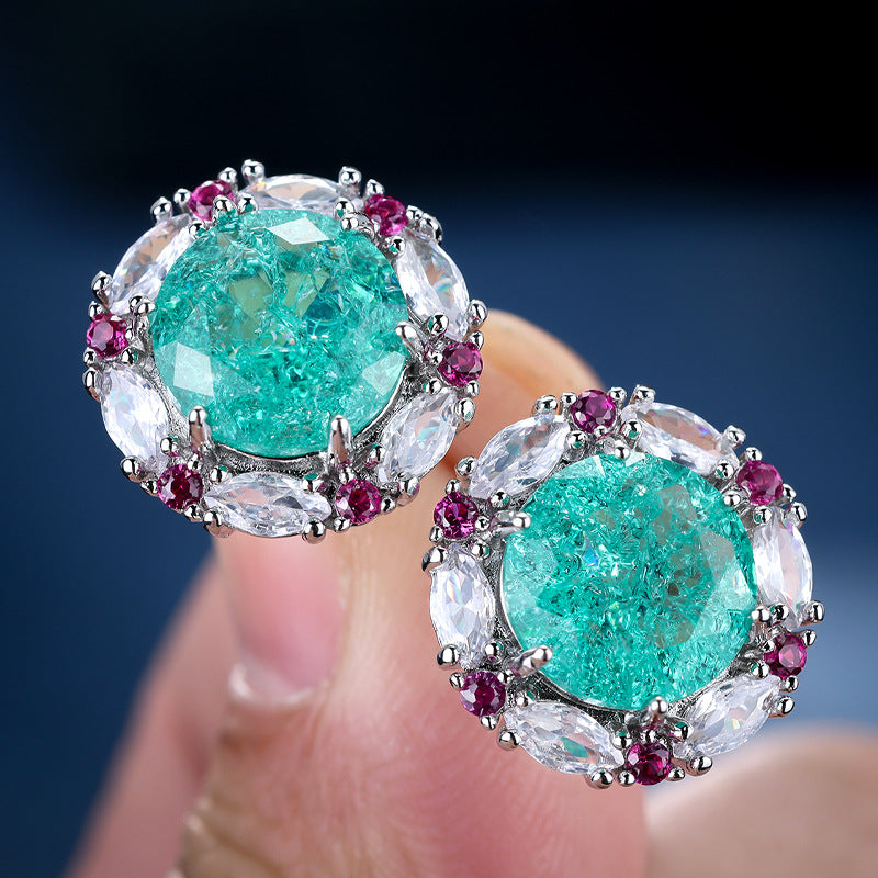 New Style Inlaid Zircon Round Earrings