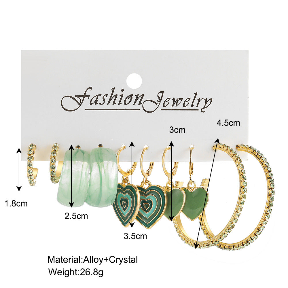 Creative Oil Dropping Heart Stud Earrings-Green - Zi Collection Hub
