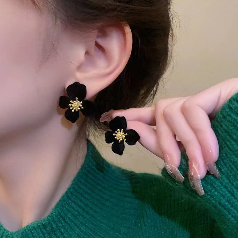 Velvet flower earrings