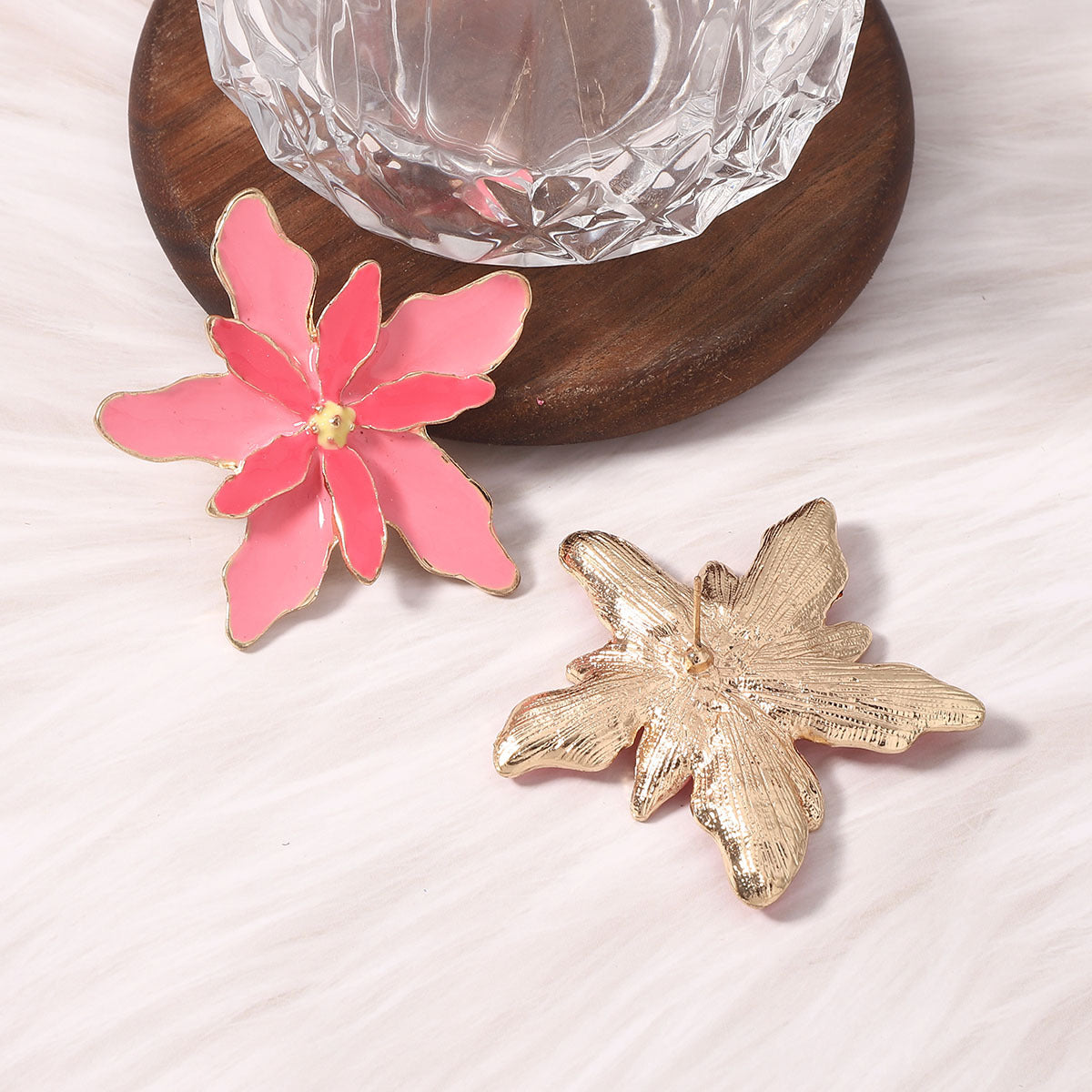 Oil Drip Double-Layer Flower Earrings