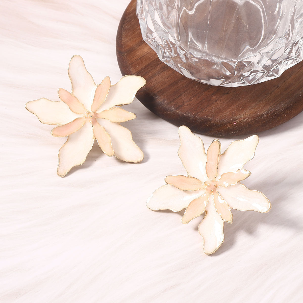 Oil Drip Double-Layer Flower Earrings