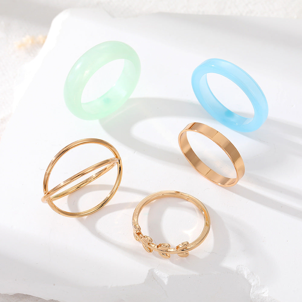 Olive Leaf Ring Set 5 Pieces