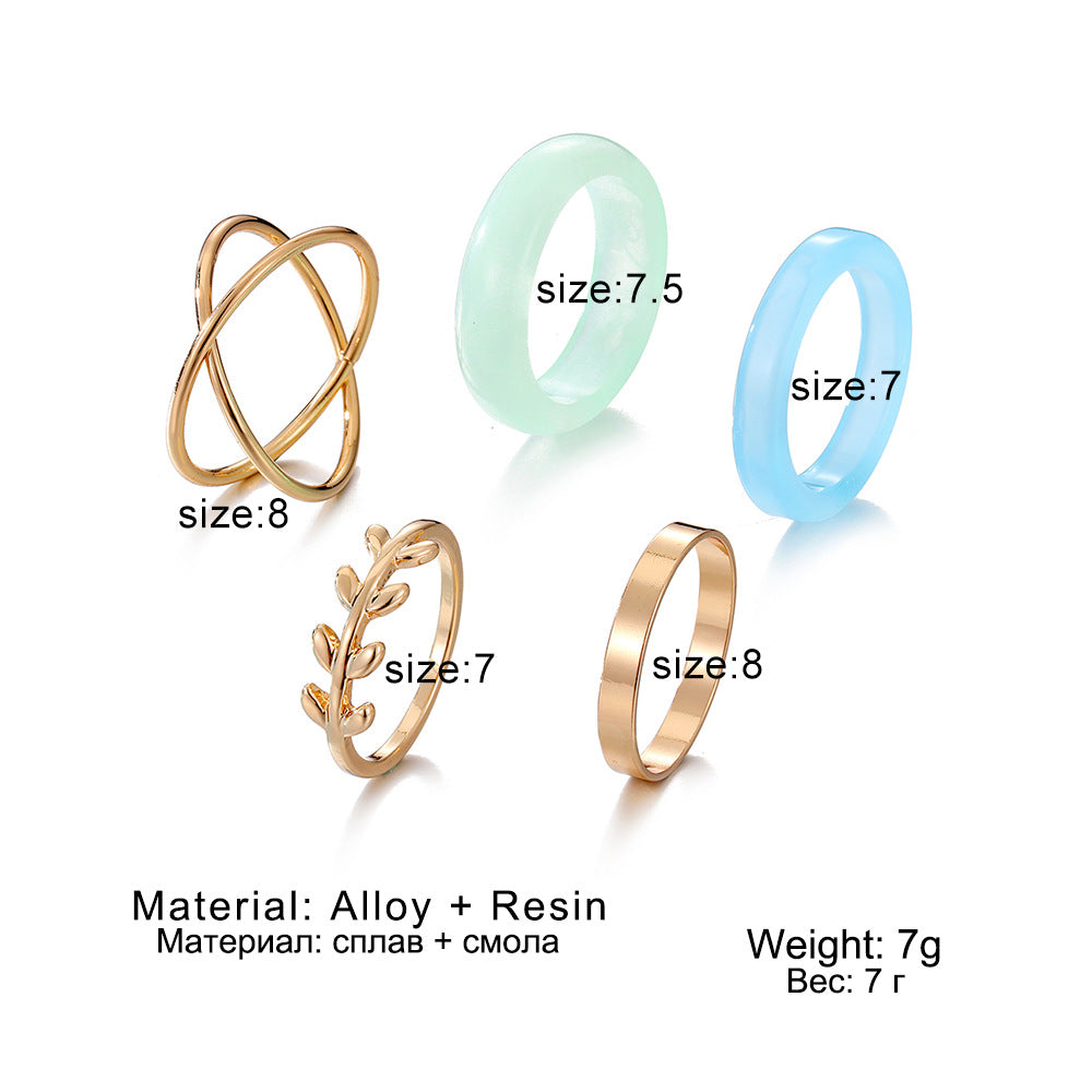 Olive Leaf Ring Set 5 Pieces