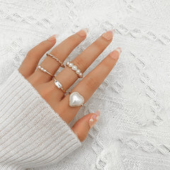 Peach Heart Finger Rings 5Pcs