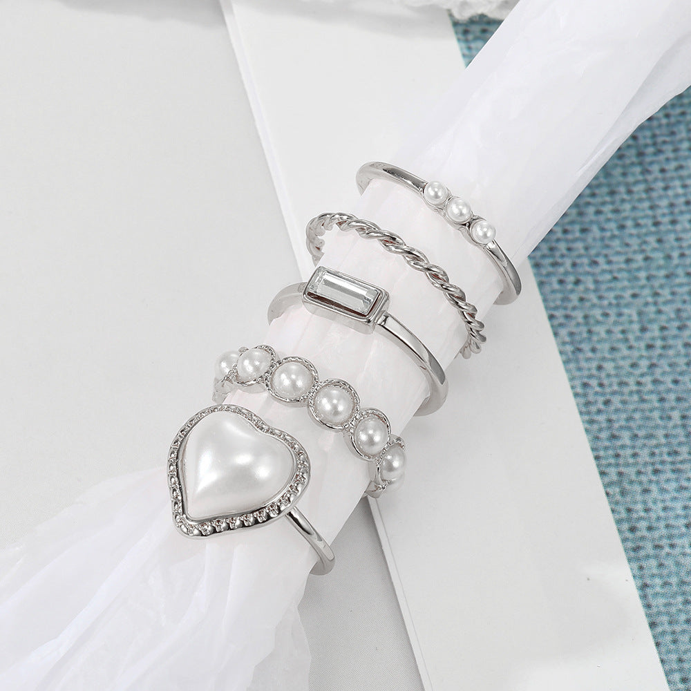Peach Heart Finger Rings 5Pcs