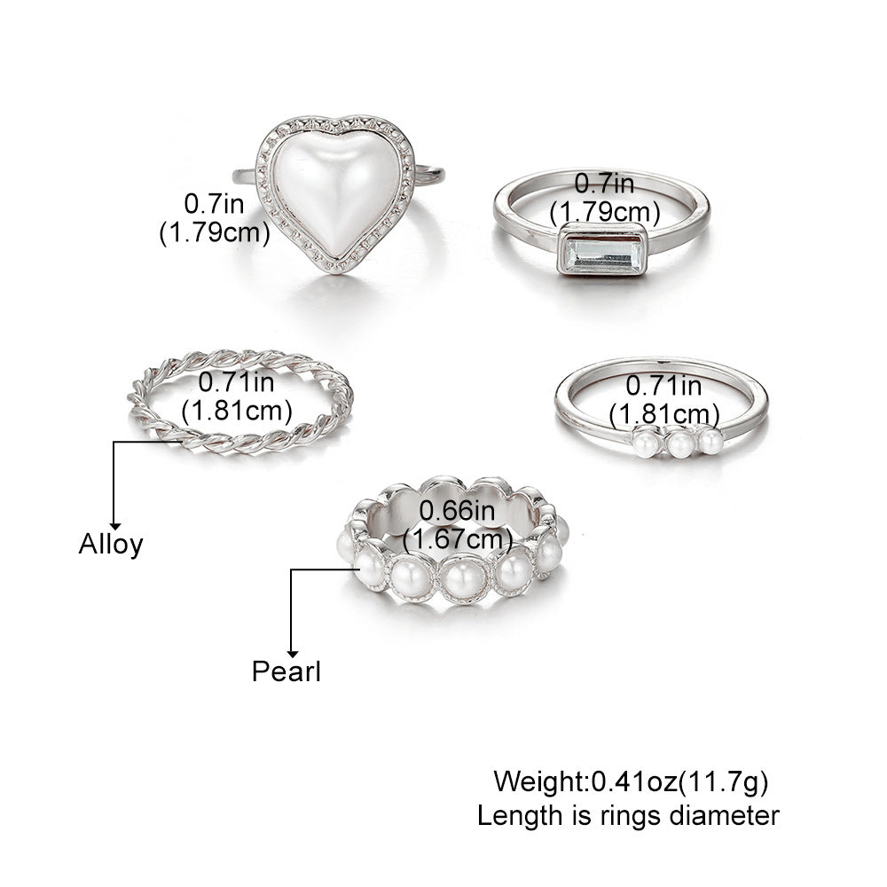 Peach Heart Finger Rings 5Pcs