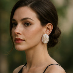 🤍 Pearl Luxe Cluster Statement Earrings ✨