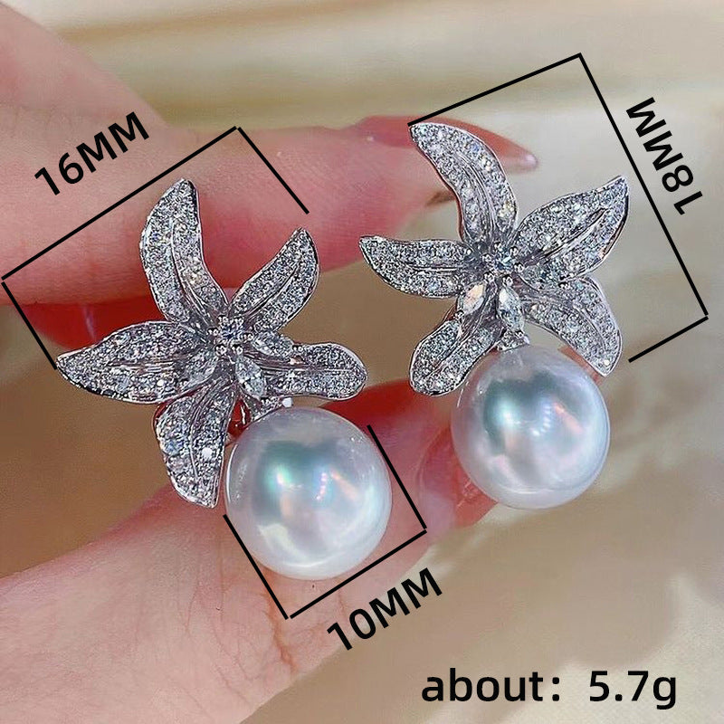 ZER06 - Pearl Princess Star Earrings
