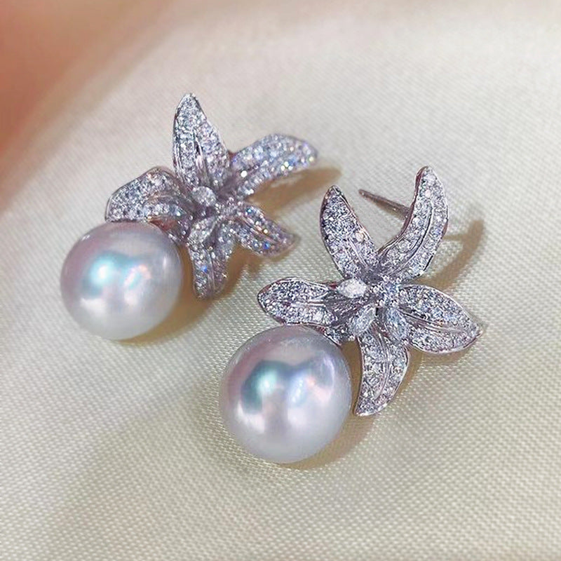 ZER06 - Pearl Princess Star Earrings