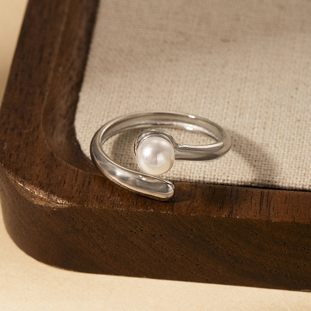 SRNG-20 - Pearl Stainless Steel Ring - Adjustable