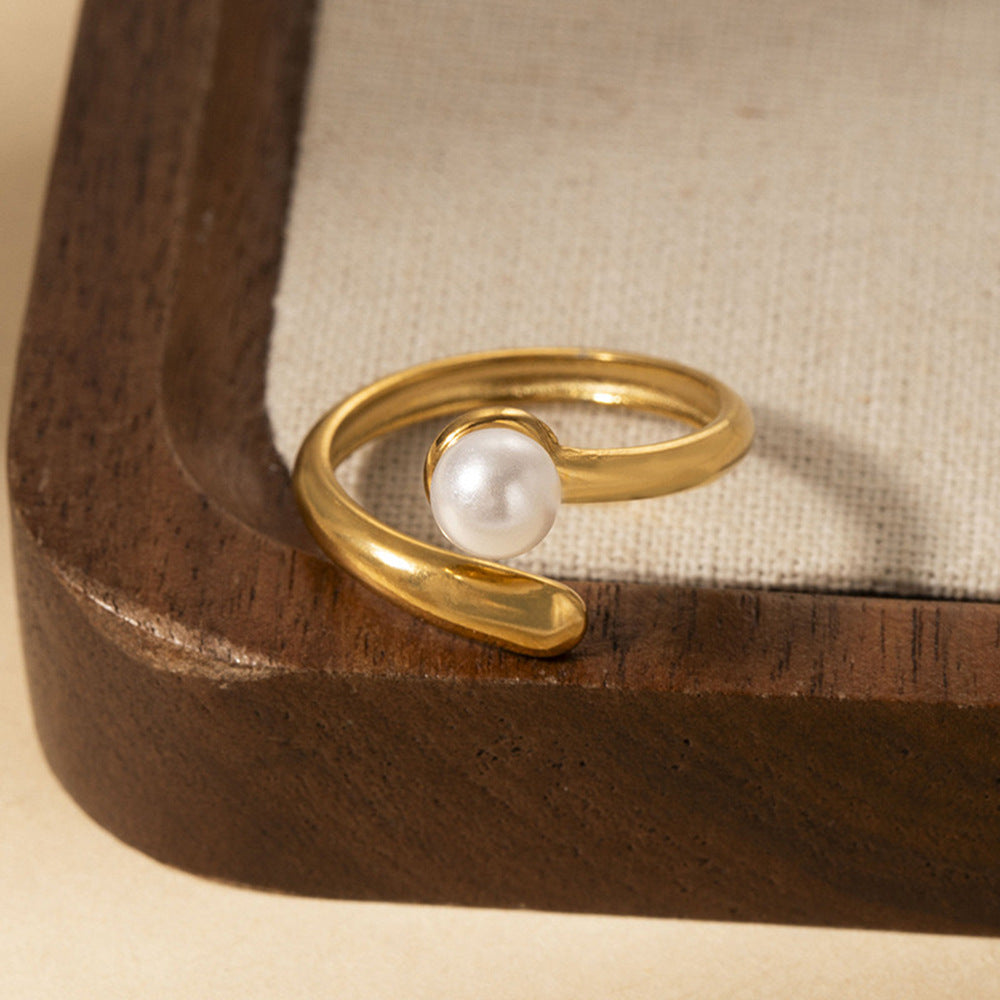SRNG-20 - Pearl Stainless Steel Ring - Adjustable