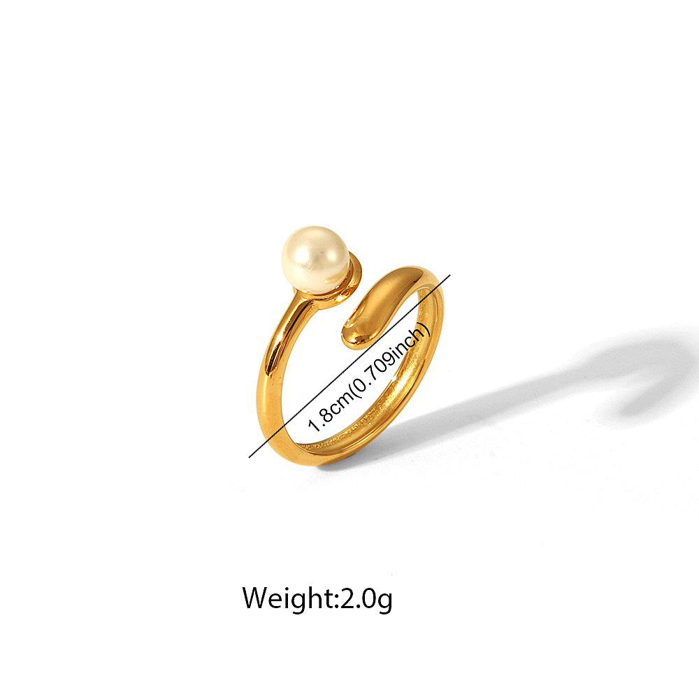 SRNG-20 - Pearl Stainless Steel Ring - Adjustable