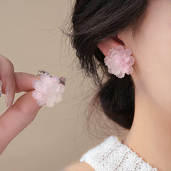 Pink and White Flower Earrings