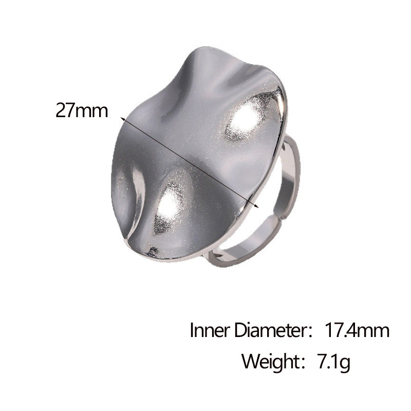 SRNG-54 - Pleated Stainless Steel Ring - Adjustable