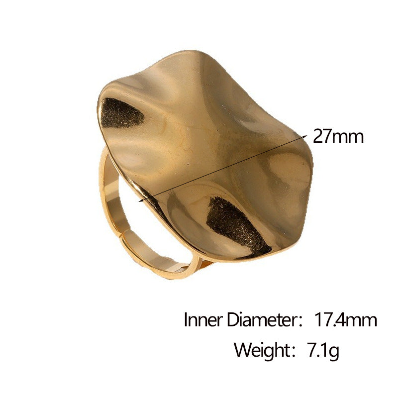 SRNG-54 - Pleated Stainless Steel Ring - Adjustable