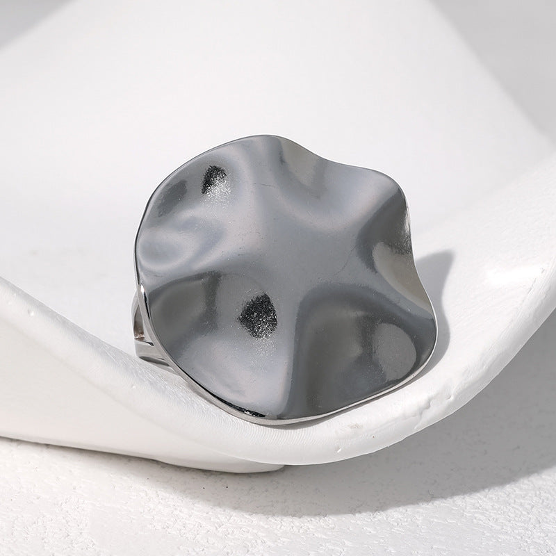SRNG-54 - Pleated Stainless Steel Ring - Adjustable