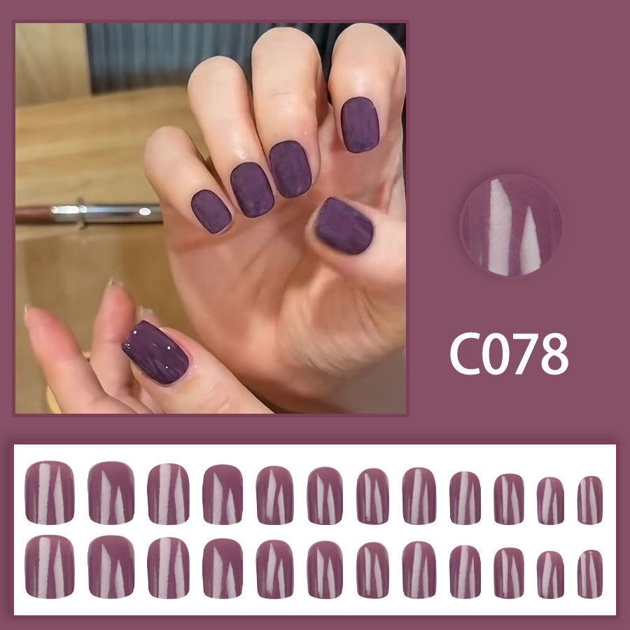 Purple Square Fake Nails - 24Pcs