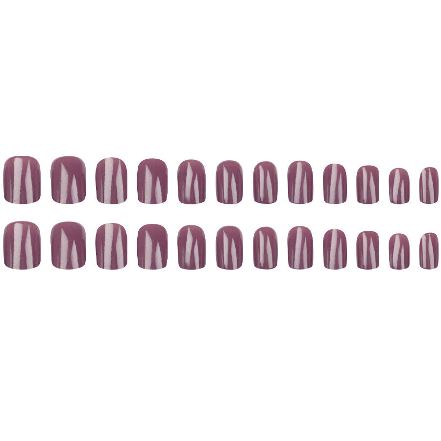 Purple Square Fake Nails - 24Pcs