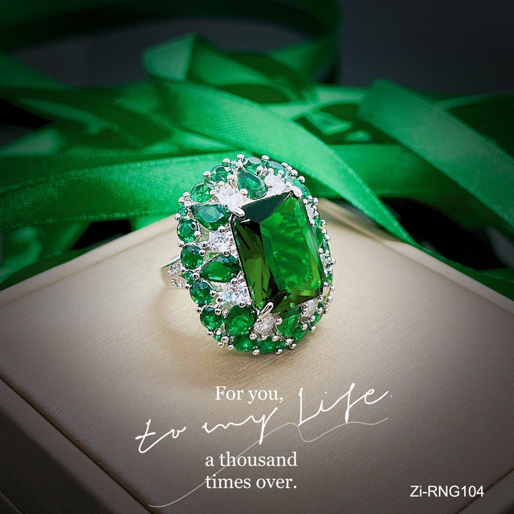 Trendy Round Green Flower Rings For Women - Zi Collection Hub