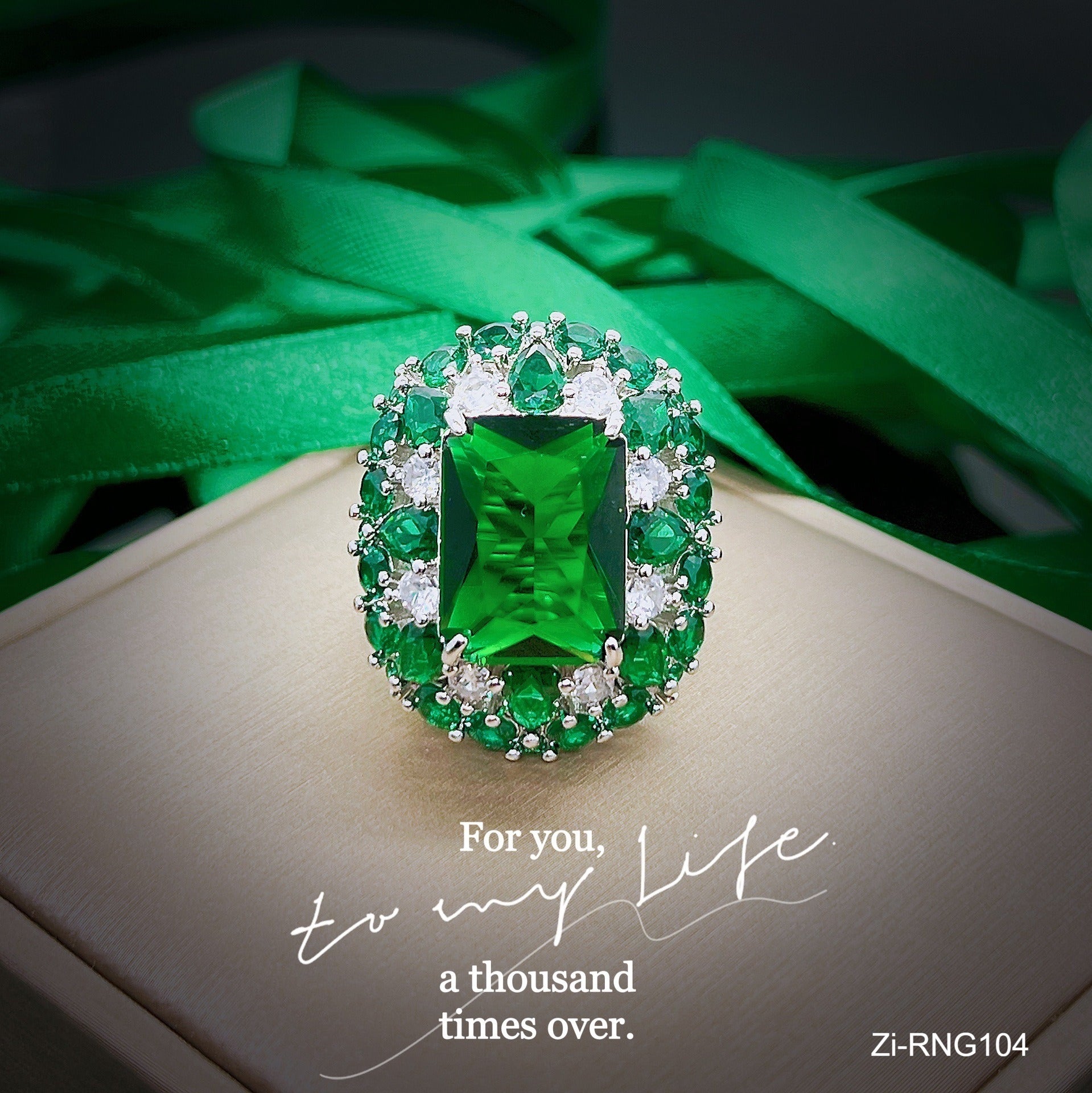 Trendy Round Green Flower Rings For Women - Zi Collection Hub
