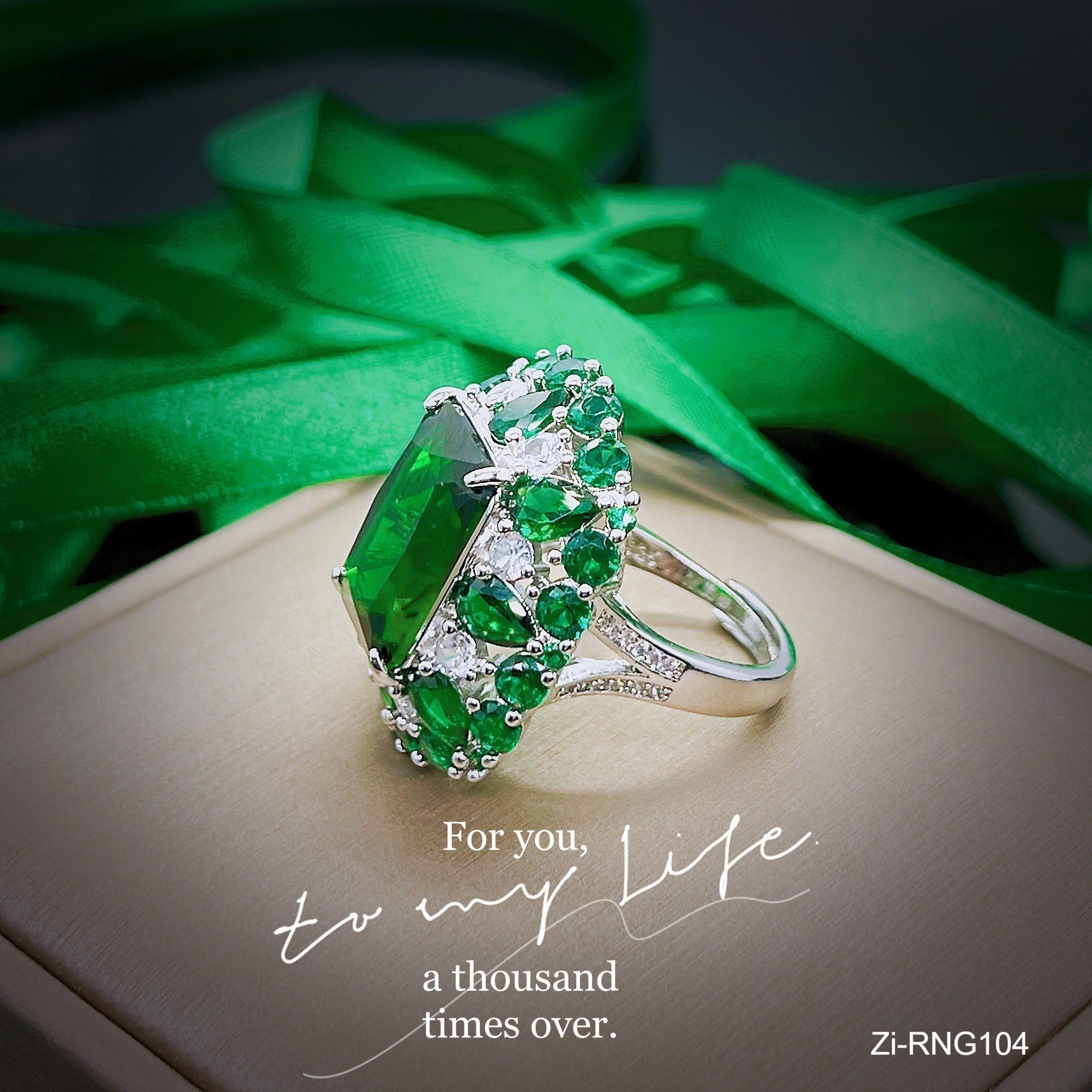Trendy Round Green Flower Rings For Women - Zi Collection Hub