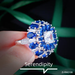 Elegant Banquet Blue Diamond Color Treasure Ring