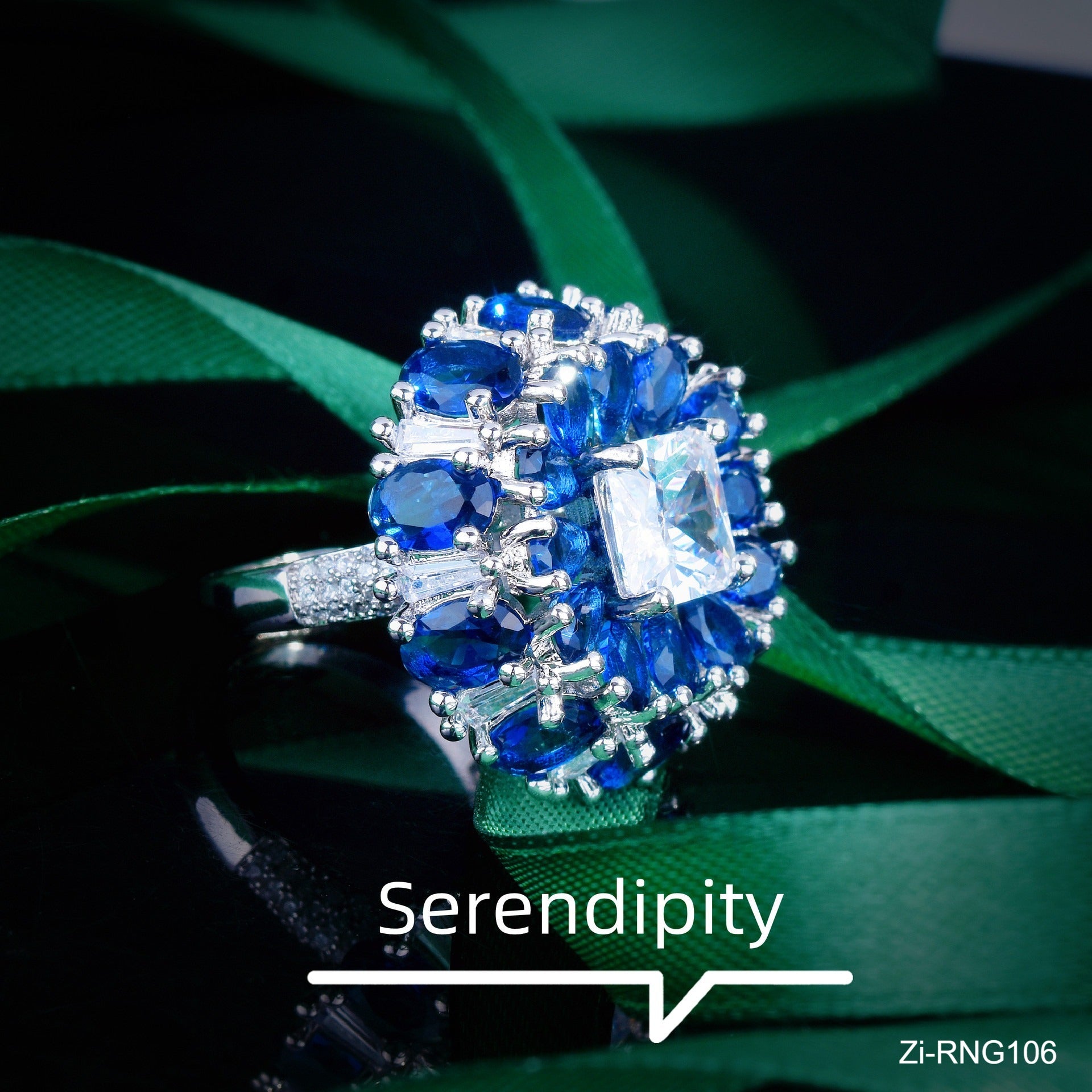 Elegant Banquet Blue Diamond Color Treasure Ring - Zi Collection Hub