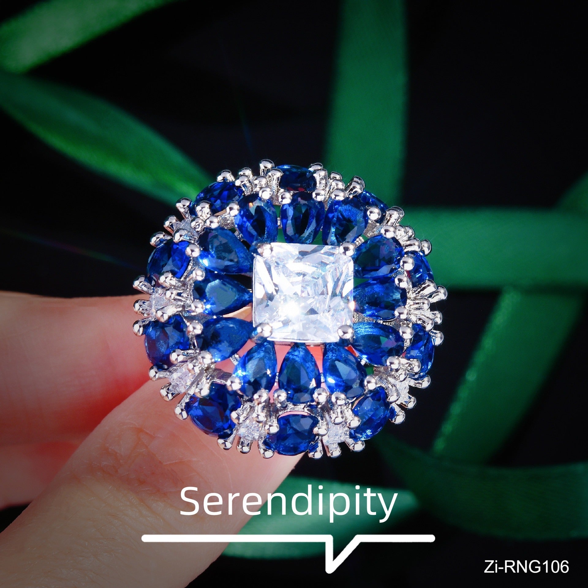 Elegant Banquet Blue Diamond Color Treasure Ring - Zi Collection Hub