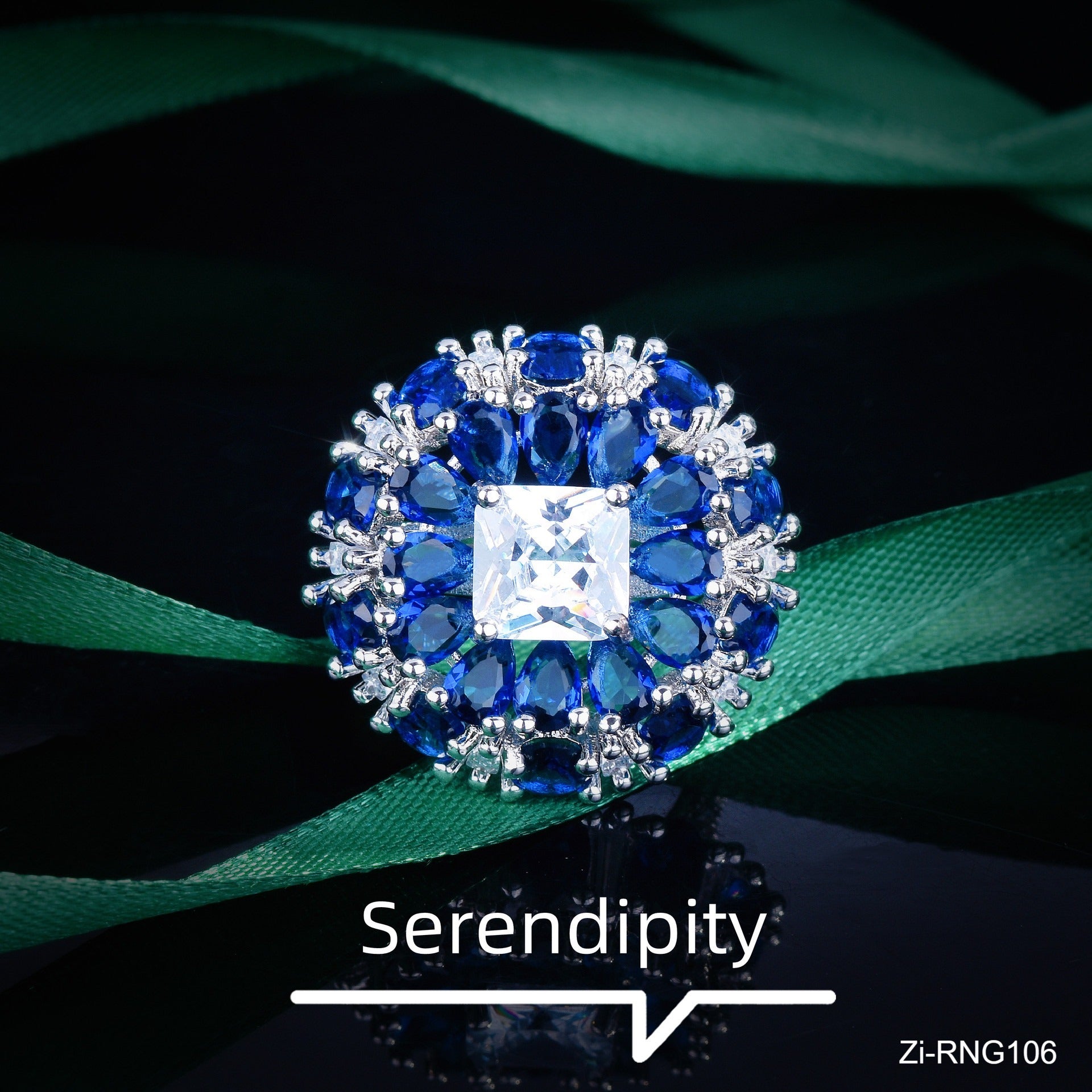 Elegant Banquet Blue Diamond Color Treasure Ring - Zi Collection Hub