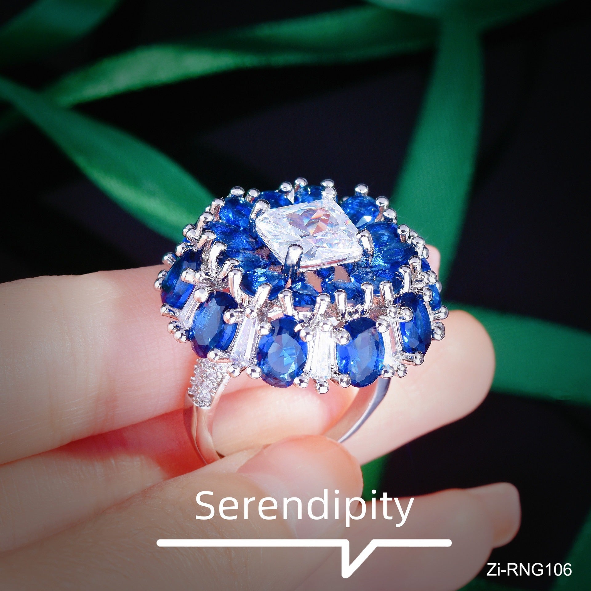 Elegant Banquet Blue Diamond Color Treasure Ring - Zi Collection Hub