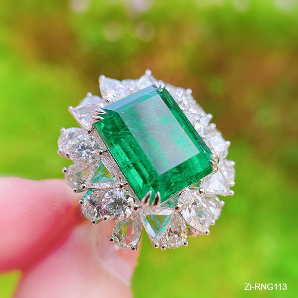 Diamond Princess Temperament Simulation Emerald Tourmaline Adjustable Ring - Zi Collection Hub