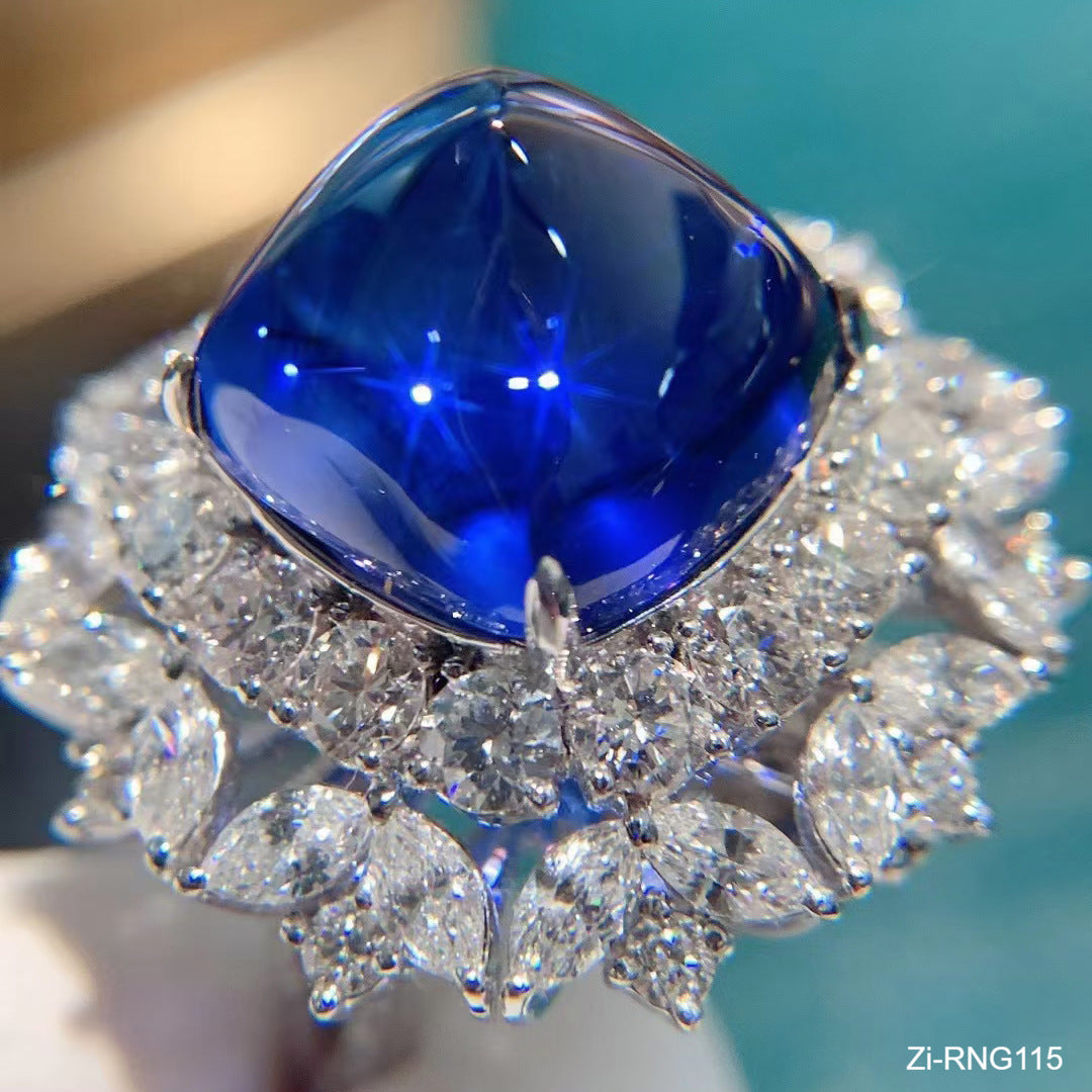 Luxury Princess Cut Blue Cubic Zirconia Engagement Wedding Ring Adjustable - Zi Collection Hub